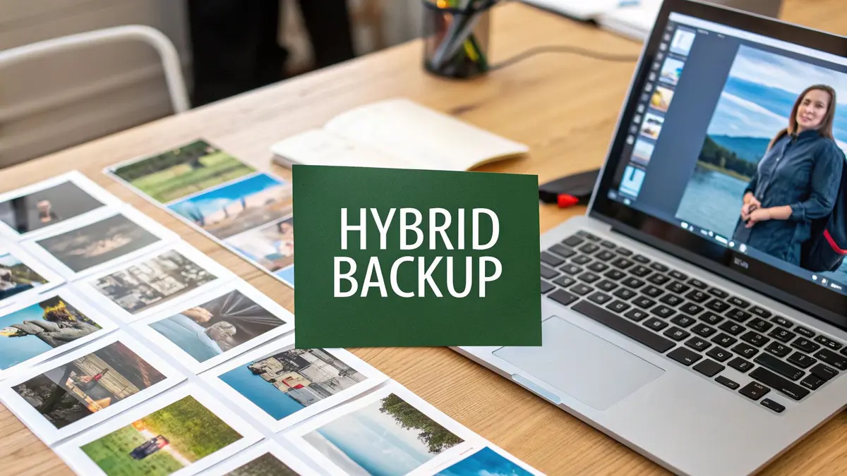 A high-quality flatbed scanner digitizing a collection of old photographs.