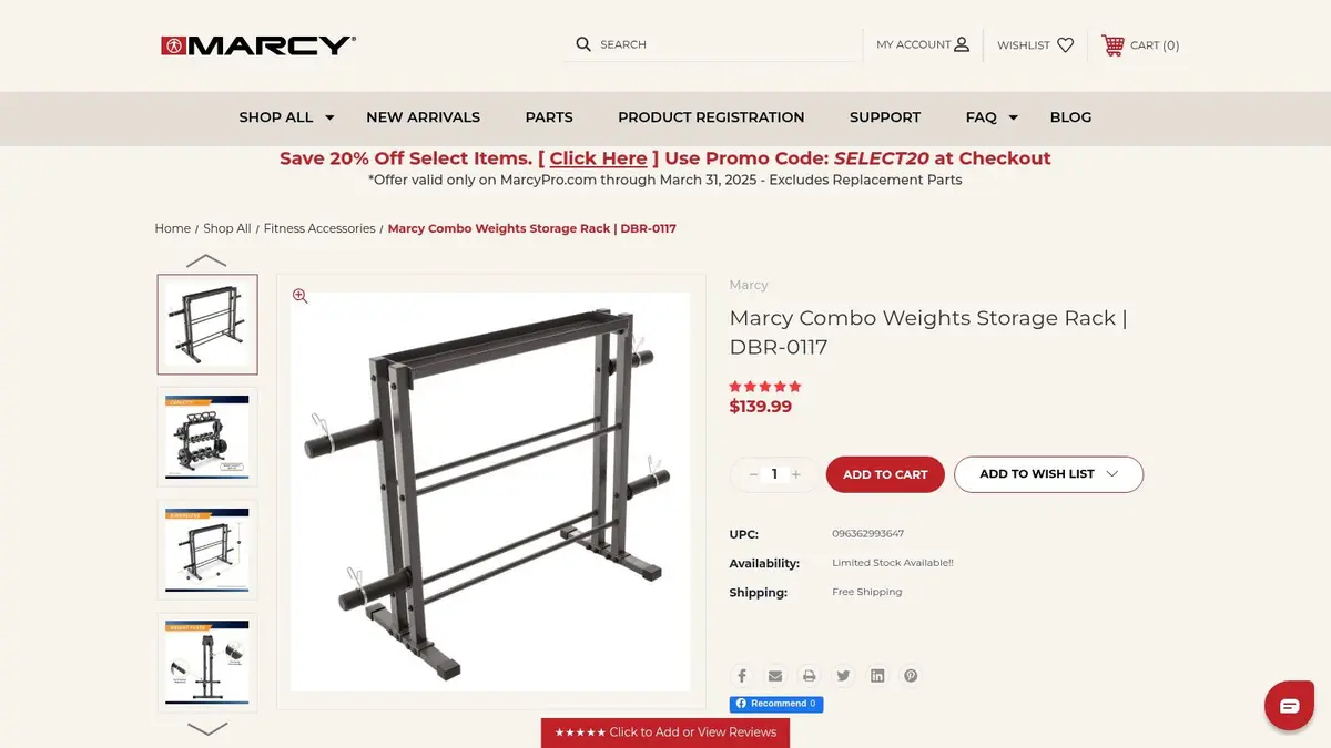 Marcy Combo Weights Storage Rack DBR-0117