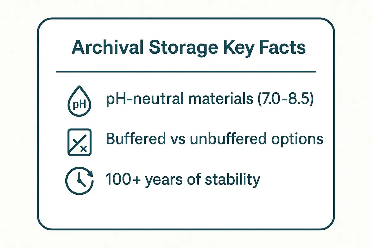 Infographic showing key data about Archival Storage Boxes with Acid-Free Materials