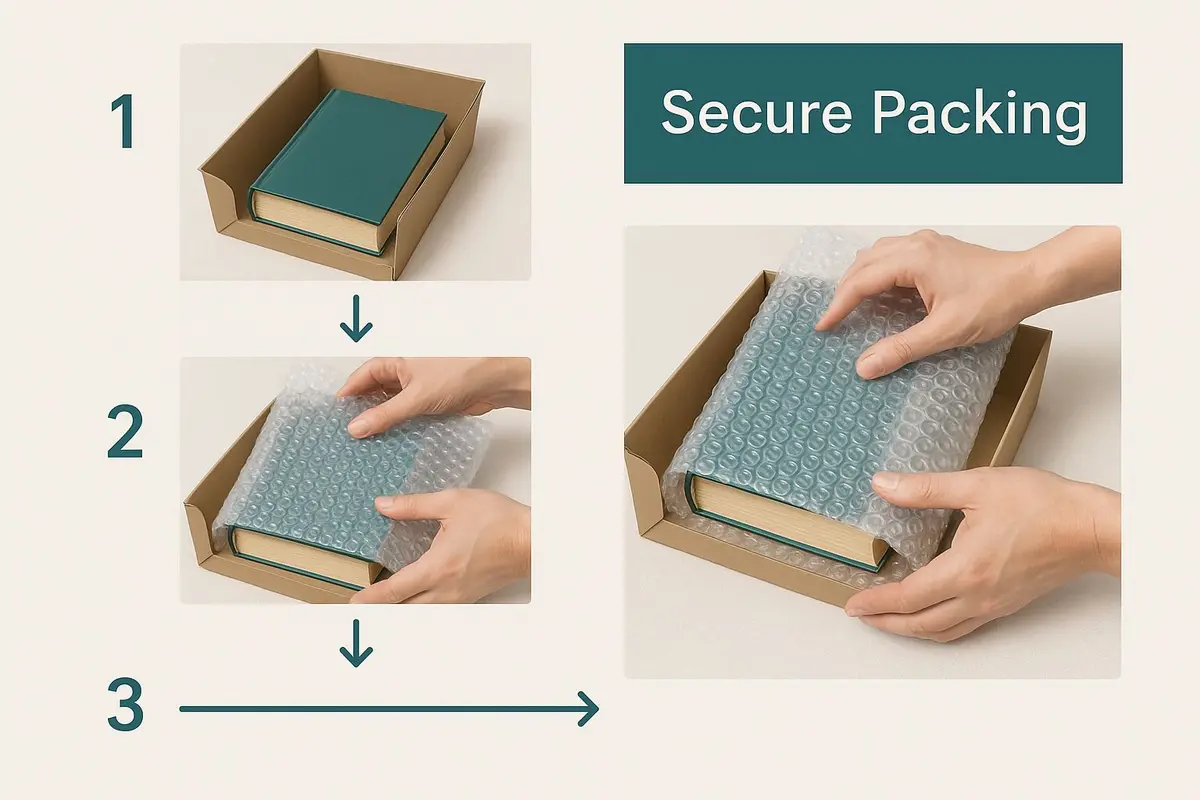 Infographic about how to pack books for shipping