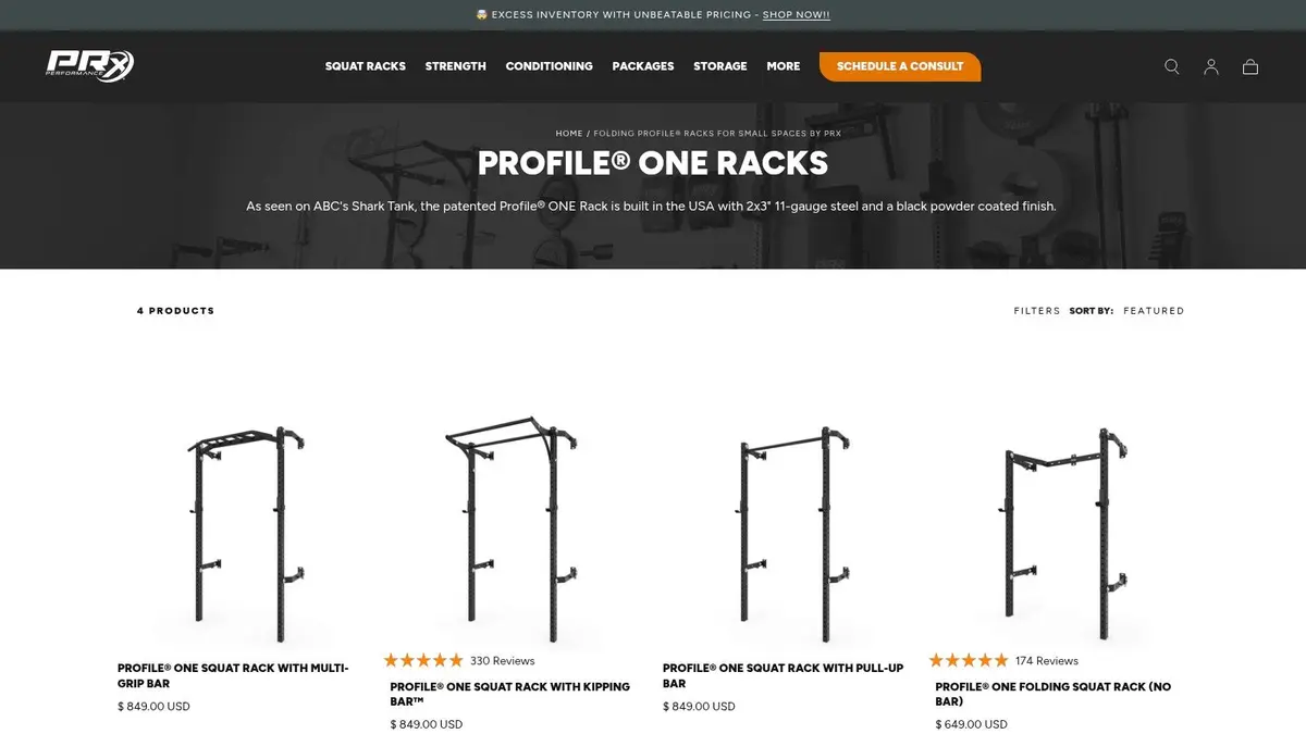 PRx Profile PRO Wall-Mounted Folding Rack