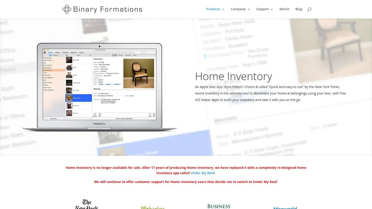 Home Inventory by Binary Formations